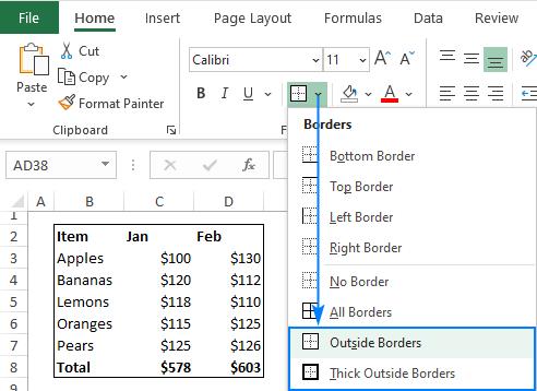 Hướng dẫn các sử dụng và tùy biến đường viền (Border) trong Excel